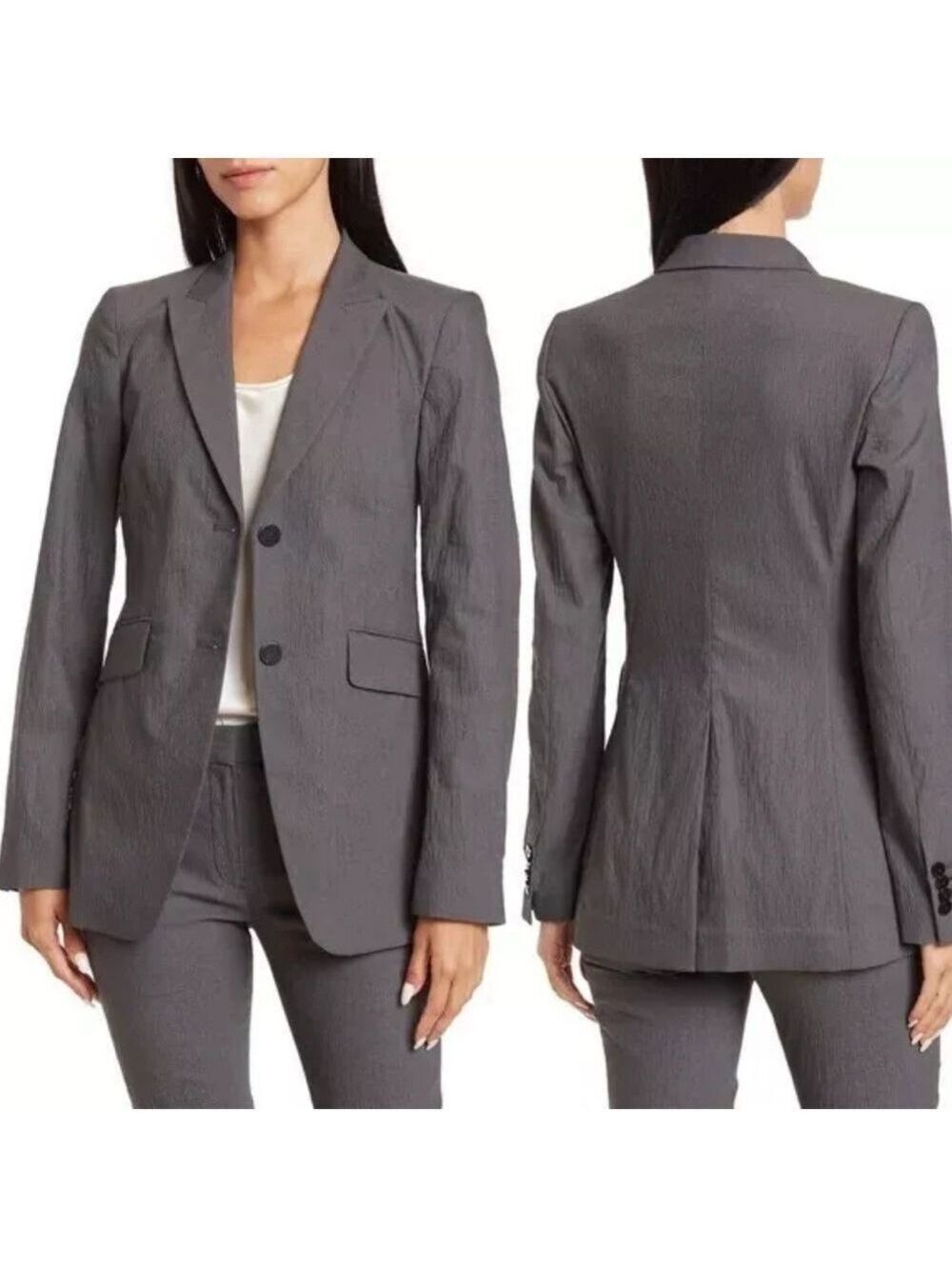 NWT THEORY Andorie Textured Stretch Blazer Greystone Size 4